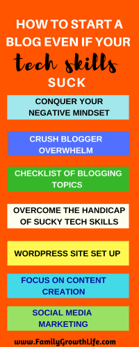Infographic - list of steps to take to start a blog if you have poor tech skills